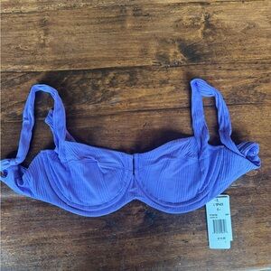 l*space Camellia Amy Ribbed Underwire Bikini Top with Tie Straps D cup NWT